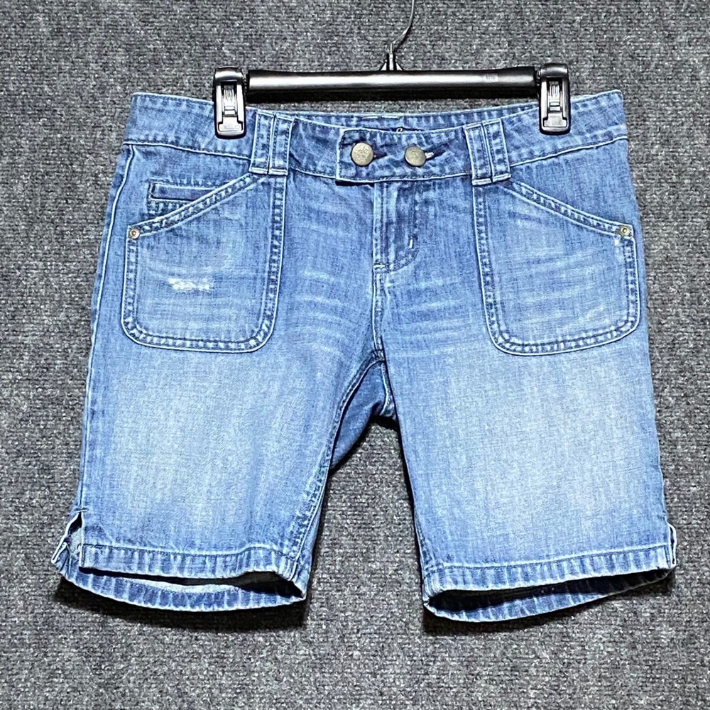 American Eagle Women's Medium Wash Denim Bermuda Shorts Size 8 Blue Cotton Y2K